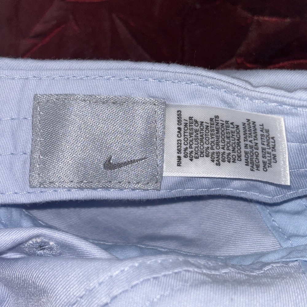 Vtg Nike Light Blue Poly/Cotton Hook & Loop Strap Silver Tag Blue Swoosh Hat/Cap - Picture 10 of 15